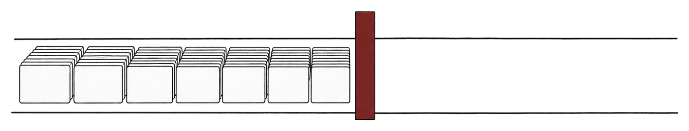 Delivery Intelligence — work queued behind a bottleneck, the lane empty ahead