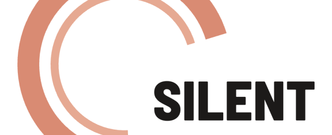 The Silent Lens logo: two large concentric terracotta rings forming a camera lens, with the wordmark SILENT over LENS in heavy dark-ink condensed type set at the lower right.