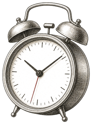 A twin-bell alarm clock with a plain face