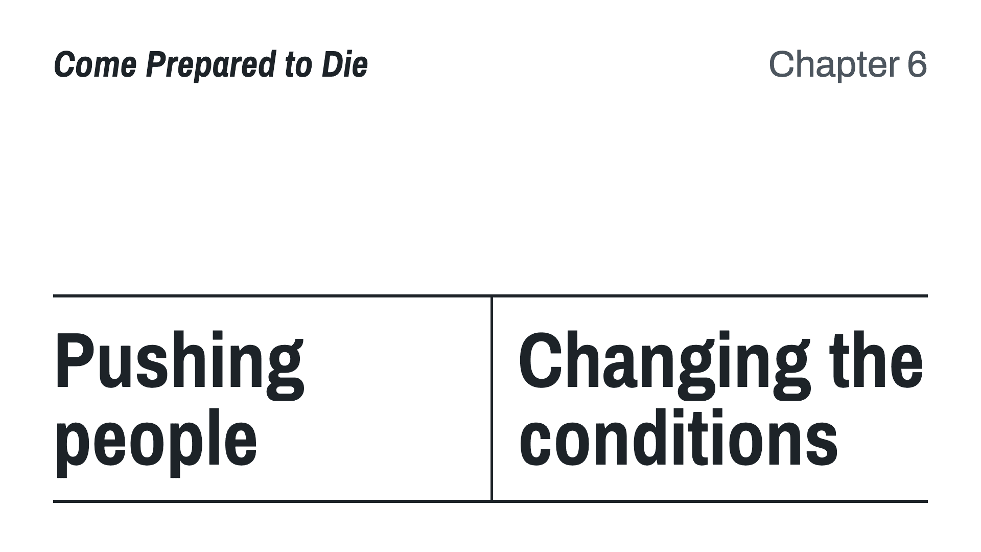 Pushing people vs changing the conditions