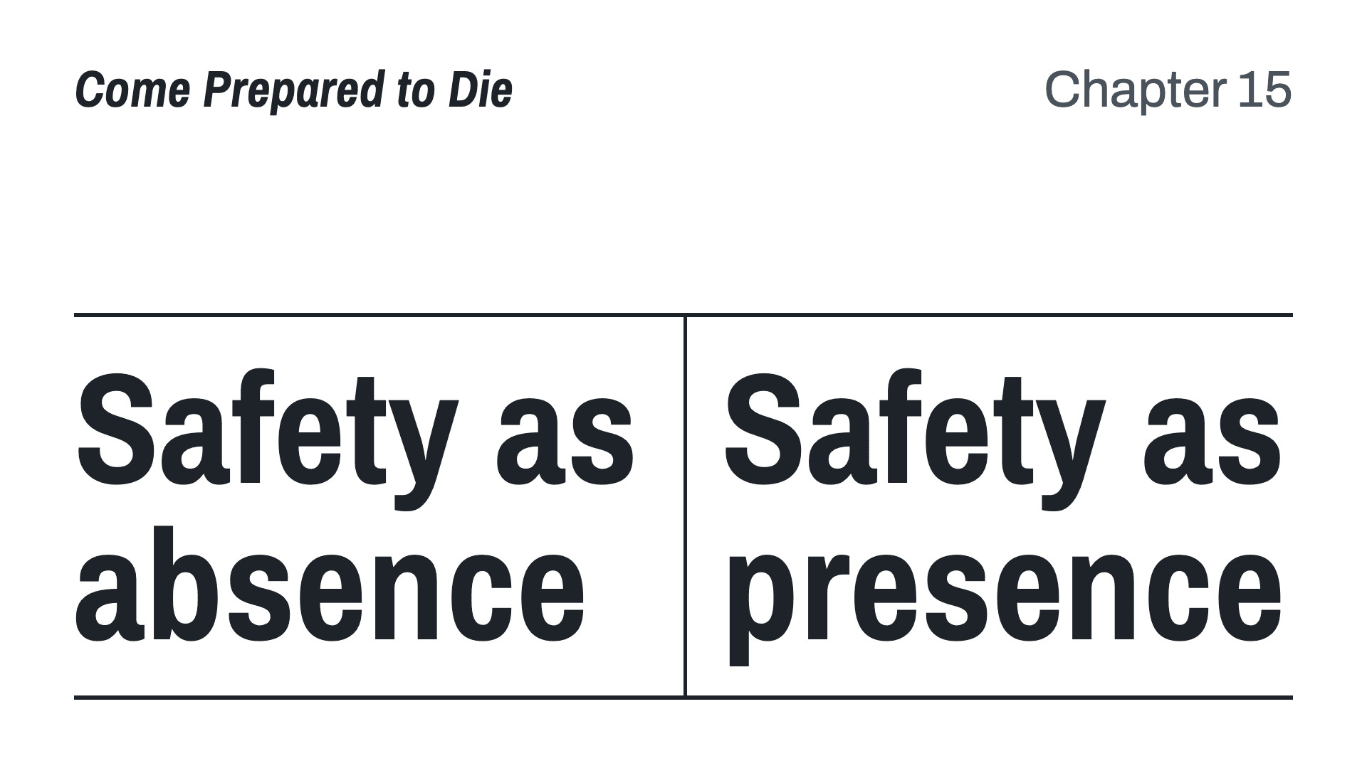Safety as absence vs safety as presence