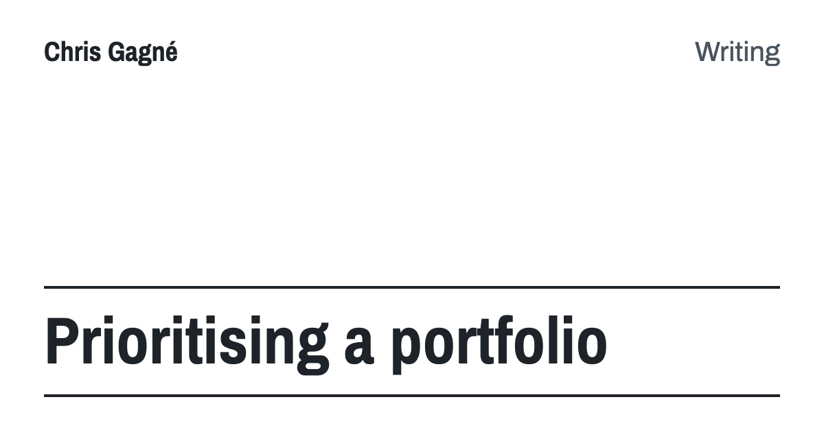 Prioritising a portfolio